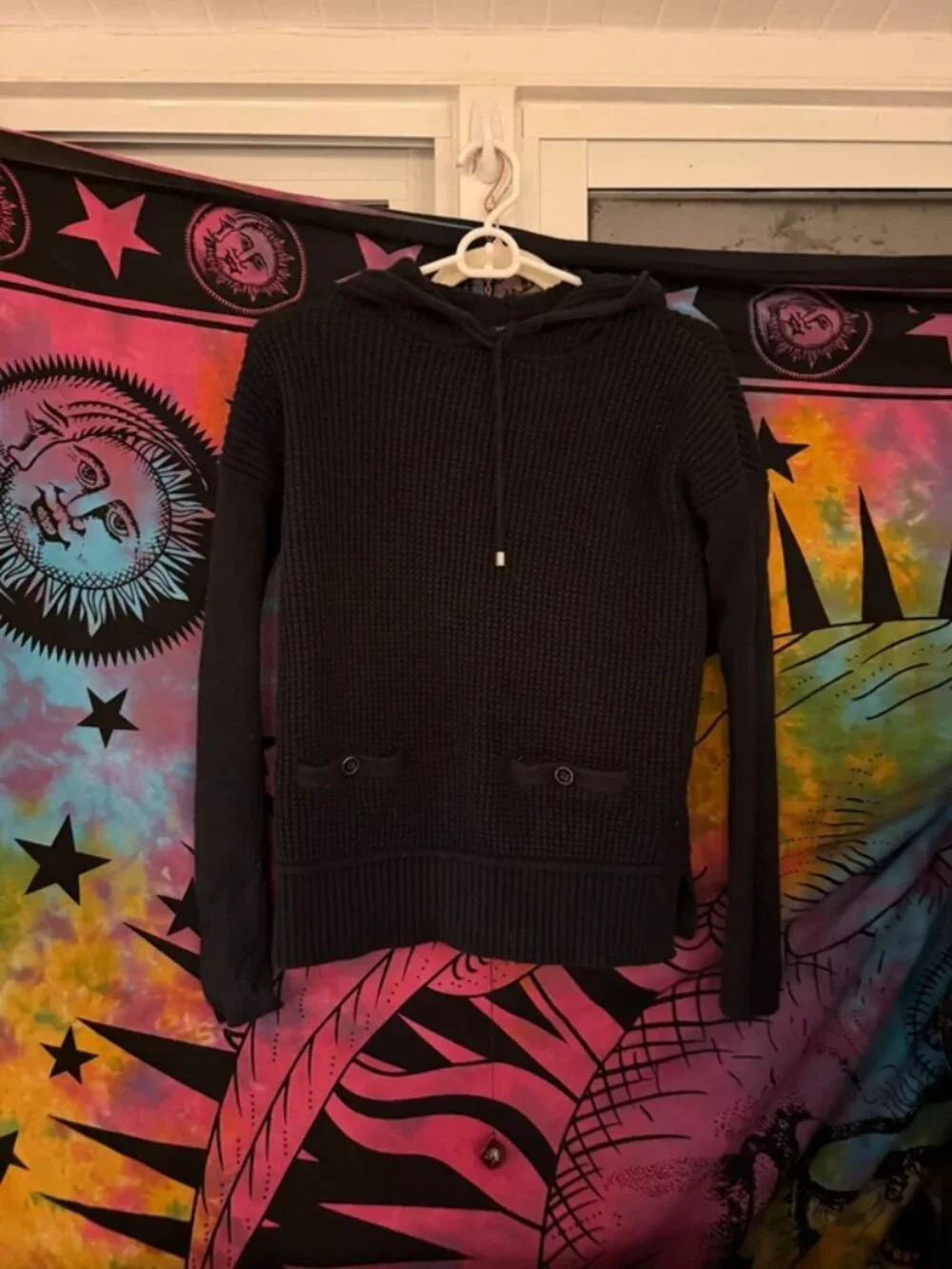 Banana Republic Black Knit Sweater Hoodie